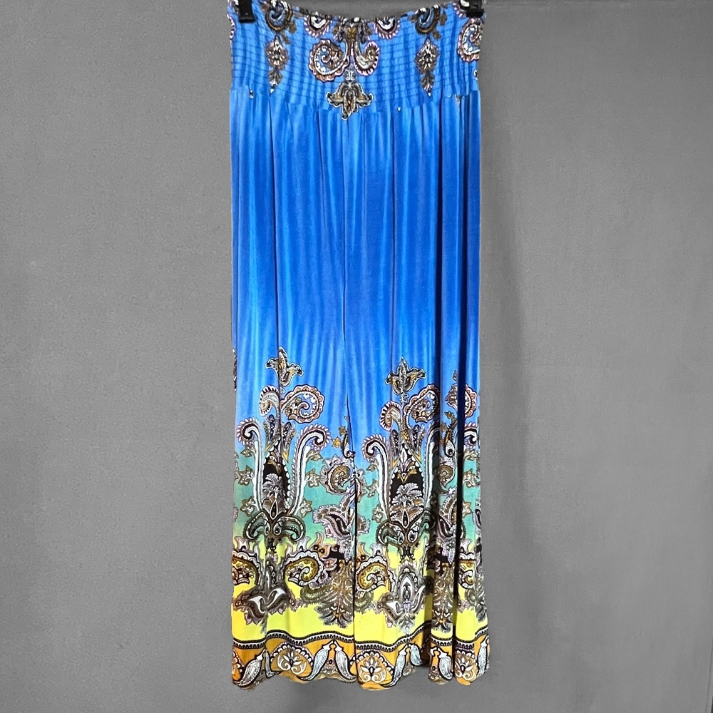 Royal Blue Paisley Wide Leg Pants